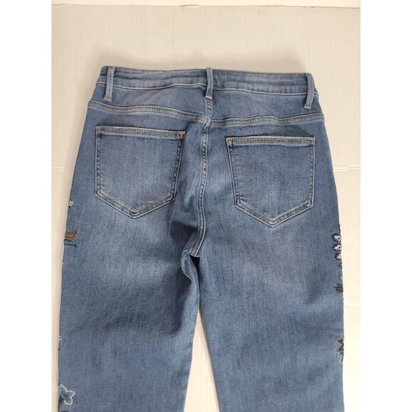 Driftwood Jeans Womens 29 x 27 Blue Floral Embroidered Stella Straight Stretch - Picture 10 of 10